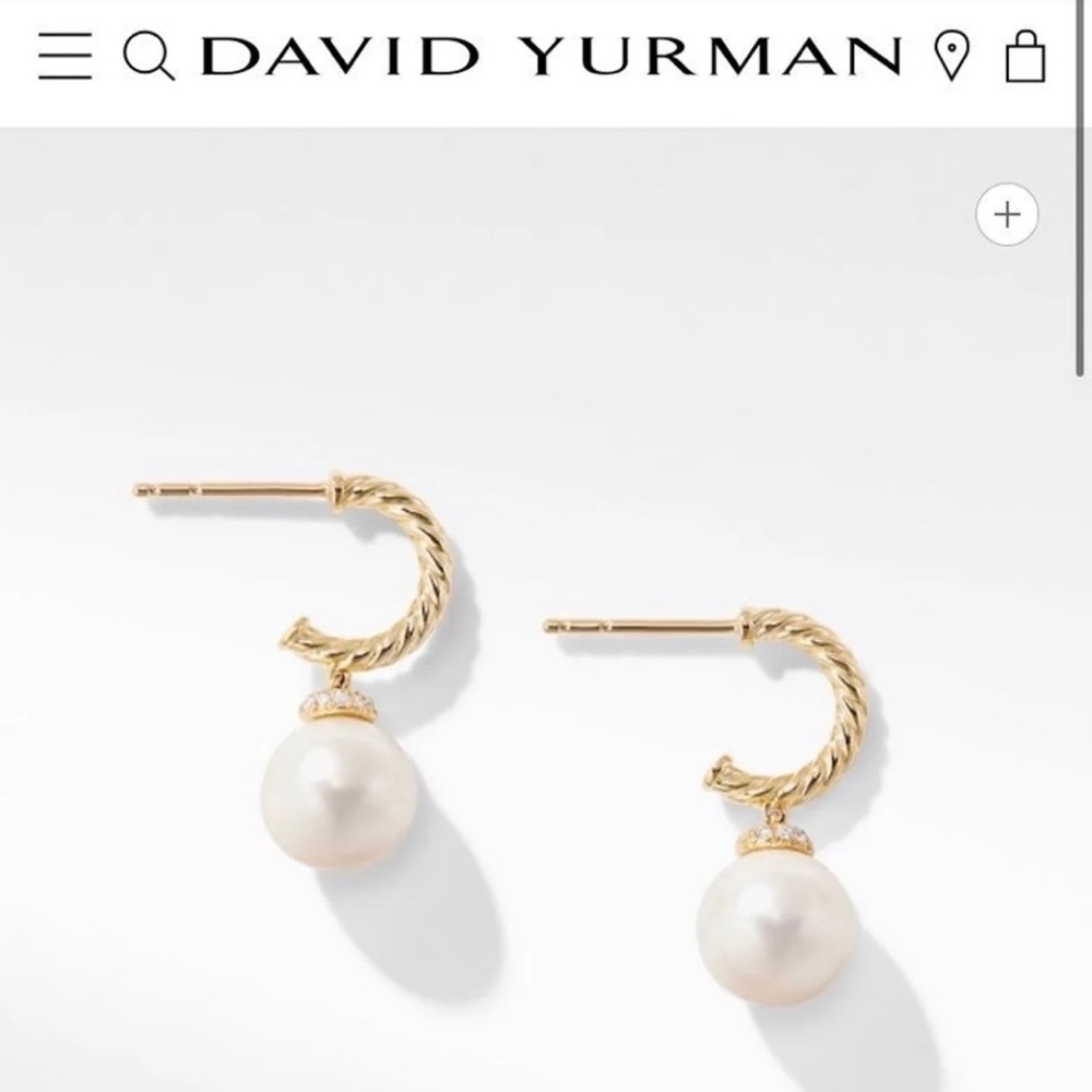 David Yurman Solari Hoop Earrings 18K Gold & Pearl